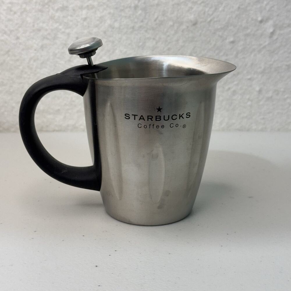 STARBUCKS Stainless Steel Milk Frothing Mug Cup 16 oz Pitcher Coffee Thermometer